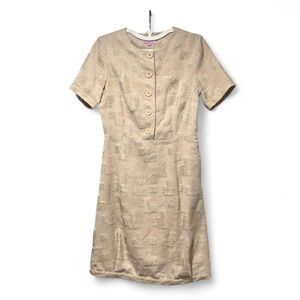 Vintage-Style Elegant Short Sleeve Textured Dress